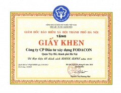 Giấy khen thực hiện tốt chính sách BHXH, BHYT năm 2010